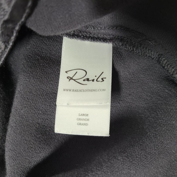 Rails Reiss Satin Popover Top Half Button Long Sleeve Crepe Slate Gray Large - Picture 12 of 14